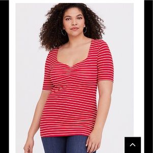 Red & white striped foxy tee